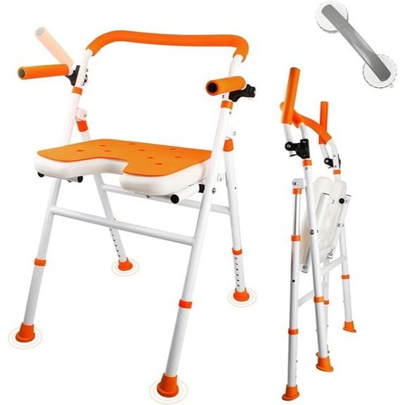 Foldable Shower Chair with Arms and Back Adjustable