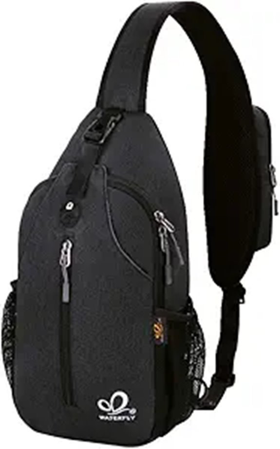 WATERFLY Crossbody Sling Backpack Daypack Black