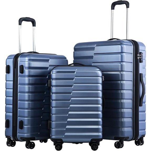 Coolife Expandable Luggage Set 3-Piece Spinner Blue