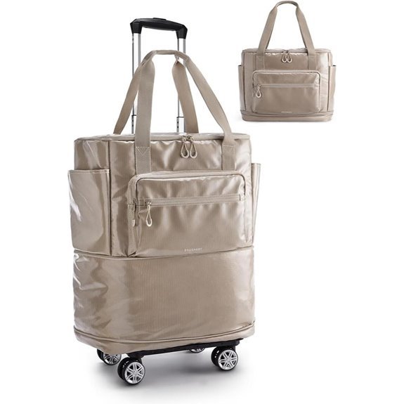 BAGSMART Rolling Duffle Bag with Wheels (Camel)