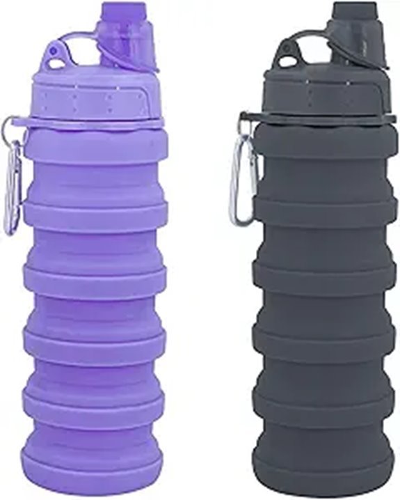Collapsible 500ml Silicone Water Bottle with Buckle
