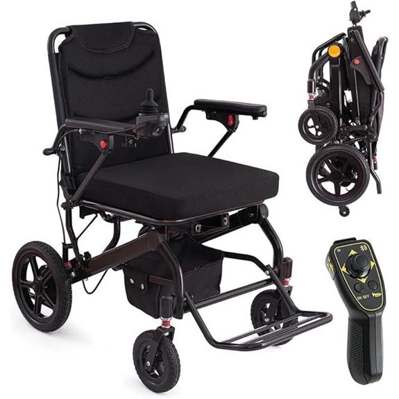Foldable Electric Wheelchair with Light Remote Cushioned Comfort