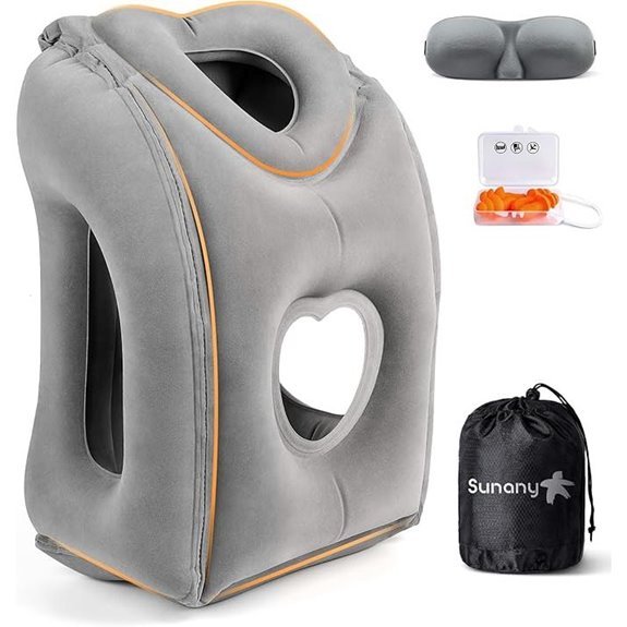 Sunany Inflatable Neck Travel Pillow with Eye Mask