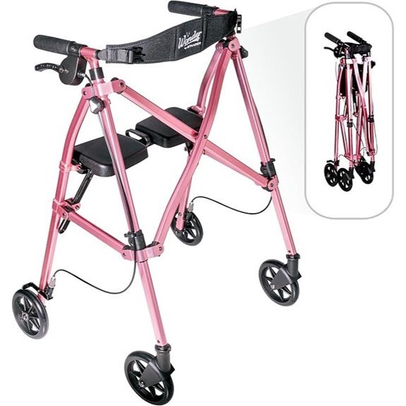 Stander Space Saver Rollator with Seat Regal Rose