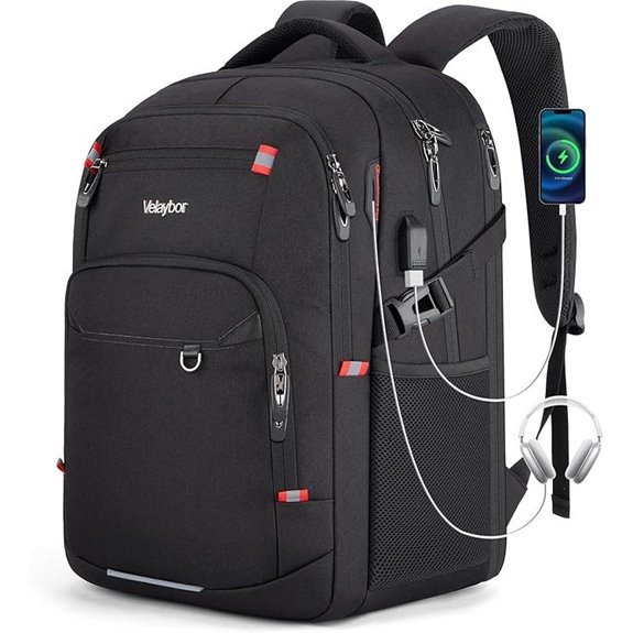 40L Expandable Anti-Theft Laptop Backpack with USB Charger
