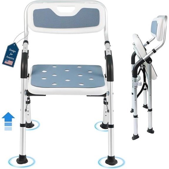 Folding Shower Chair with Arm and Back Support