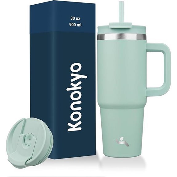 30 oz Insulated Tumbler with Handle and Straws