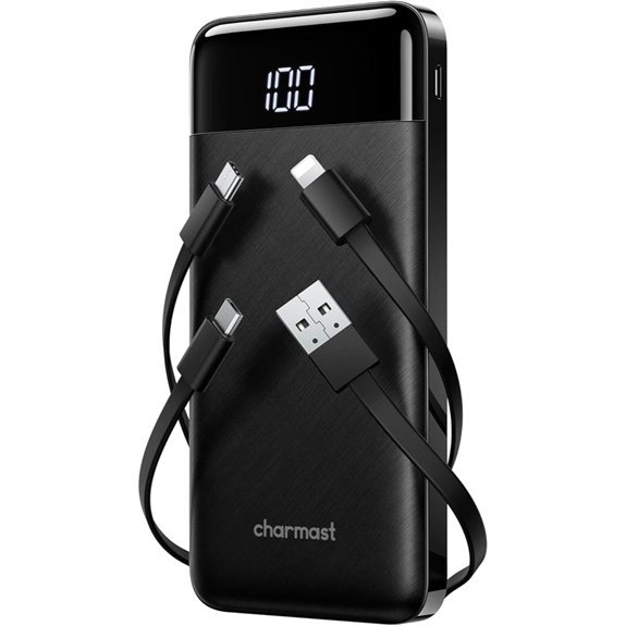 Charmast 10000mAh Power Bank with Built-in Cables