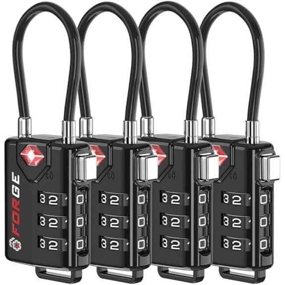 TSA Approved Cable Luggage Locks Re-settable Combination with Alloy Body