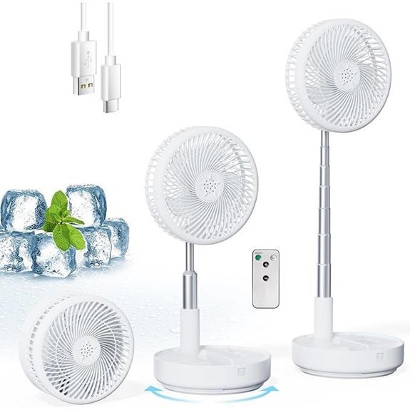 Rechargeable Oscillating Fan with Remote 4 Speeds
