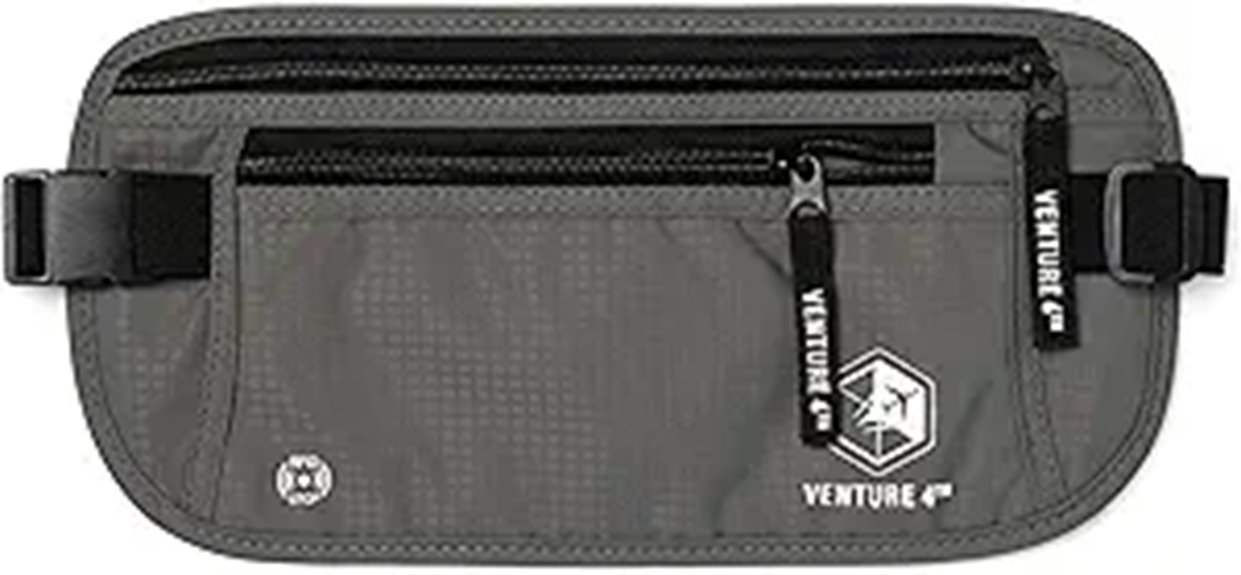 VENTURE 4TH RFID Money Belt Passport Wallet (Gray)