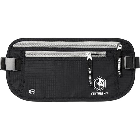 VENTURE 4TH Money Belt: RFID Passport Wallet Black