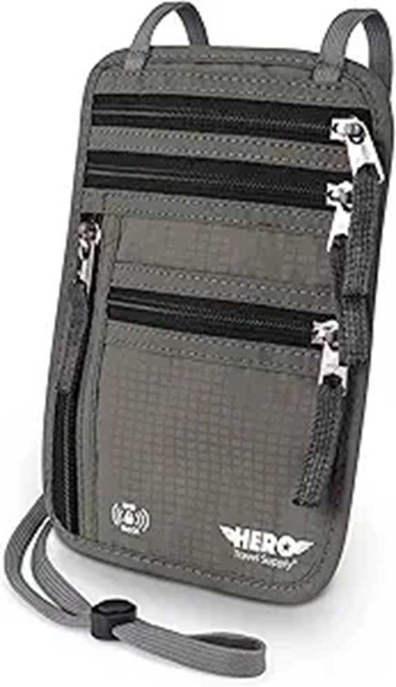 HERO Neck Wallet with RFID Passport Holder Concealable