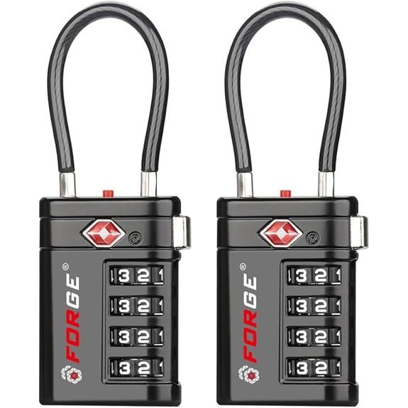 Forge TSA Luggage Locks 4-Digit 2 Locks Black