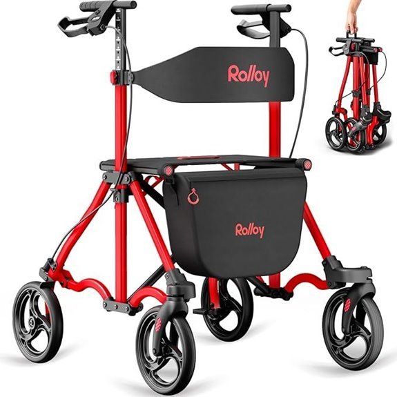 Foldable Rollator Walker with Seat 300lb Capacity