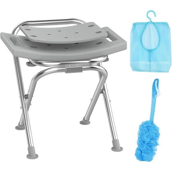 Folding Shower Chair Stainless Steel 400lbs Gray