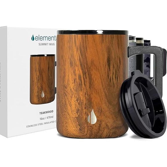 Elemental Insulated Mug 16oz Teakwood with Lid