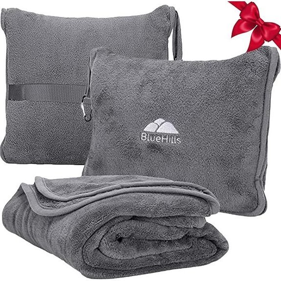BlueHills 2-in-1 Travel Blanket and Pillow Grey